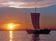 Romantic sailing trip at sunset